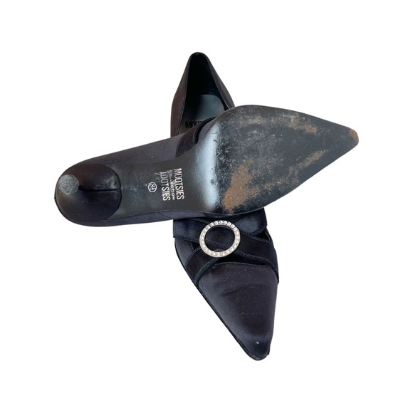 Mootsies Tootsies collection black satin and circle rhinestone LIDO heels 8.5 M - Picture 6 of 9